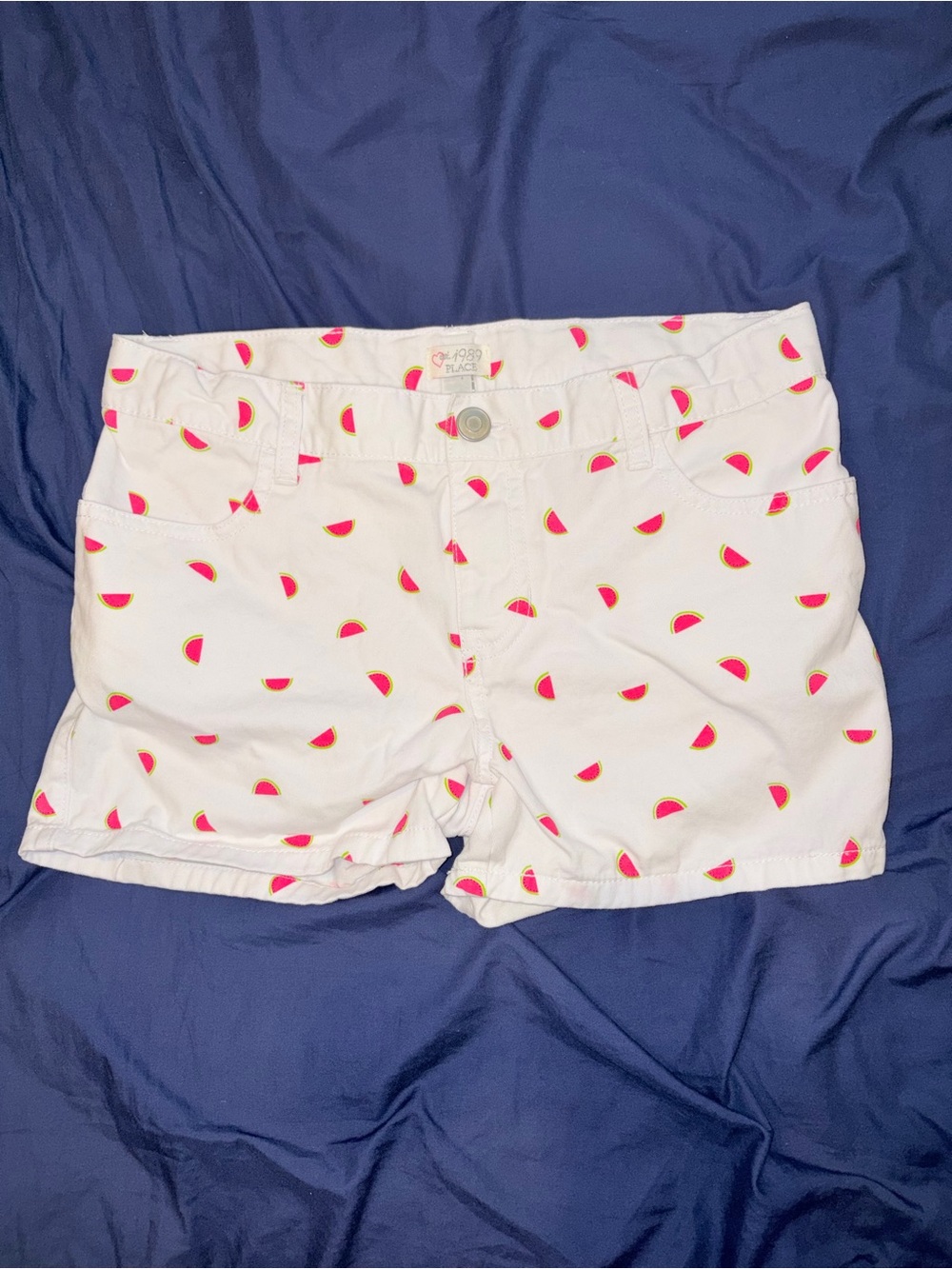The Children's Place Girls Size 12 White Watermelon Print Cotton Shorts